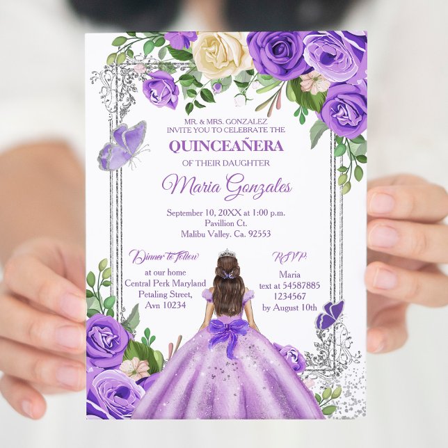 Lilac lavender lila silber Quinceanera Butterfly Einladung (Von Creator hochgeladen)