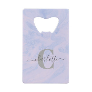 Lilac Lavender Marble Elegant Monogram Name Geldbeutel Flaschenöffner