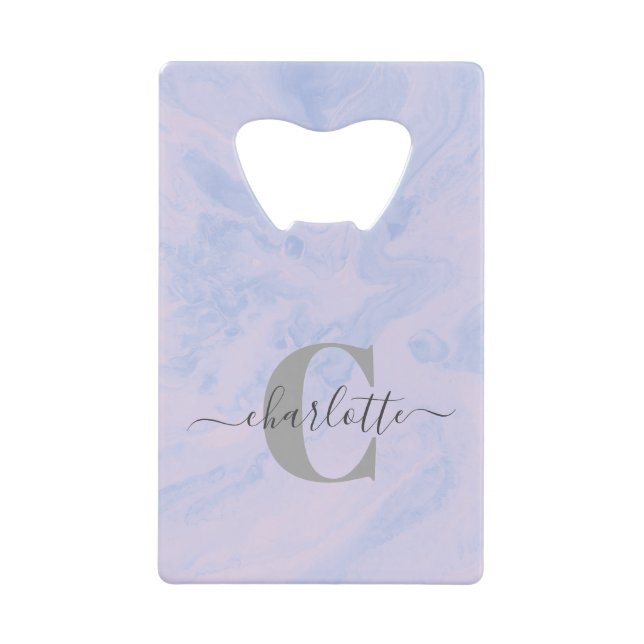 Lilac Lavender Marble Elegant Monogram Name Geldbeutel Flaschenöffner (Vorderseite)