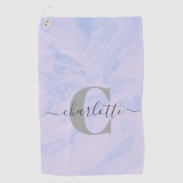 Lilac Lavender Marble Elegant Monogram Name Golfhandtuch