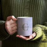 Lilac Lavender Marble Elegant Monogram Name Kaffeetasse<br><div class="desc">Custom Lilac Lavender Marble Elegante Monogram Name Coffee Tasse</div>