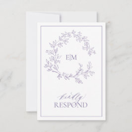 Lilac Lavender Monogram Wedding RSVP Card