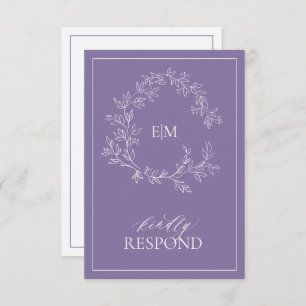 Lilac Lavender Monogram Wedding RSVP Card