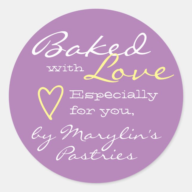 Lilac Lavender Simple Made with Liebe Heart Pastel Runder Aufkleber (Vorderseite)