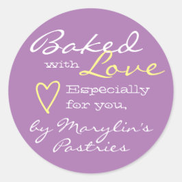 Lilac Lavender Simple Made with Liebe Heart Pastel Runder Aufkleber