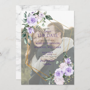 Lilac Lavender Vellum Overlay Foto Save the Date