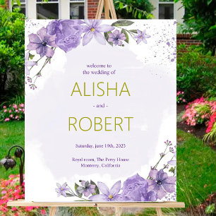 Lilac Lavender Wedding Welcome Sign Poster