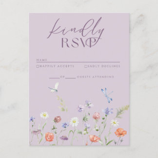 Lilac Lavender Whimsy Wildblume RSVP Card Einladungspostkarte