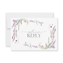 Lilac Lavender Wildblumen Watercolor Wedding RSVP