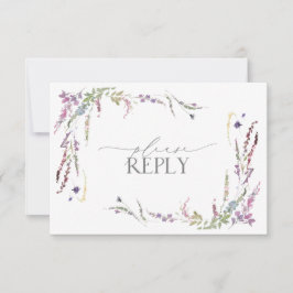 Lilac Lavender Wildblumen Watercolor Wedding RSVP Karte