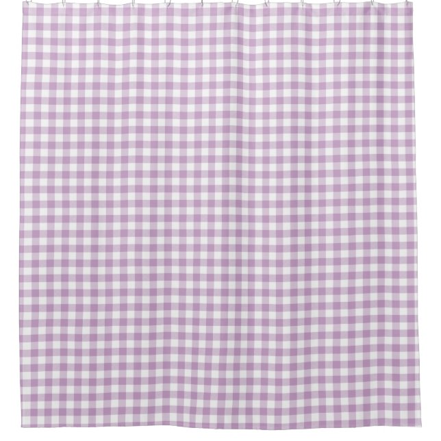 Lilac (Light Lila) White Gingham Karos Square Duschvorhang (Vorderseite)
