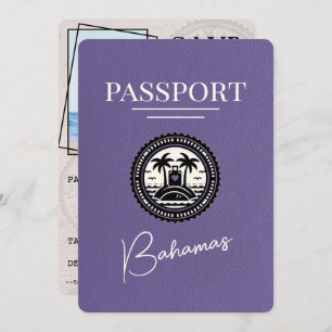 Lilac Lila Bahamas Passport Save the Date