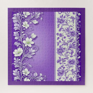 Lilac-Lila Blumenmuster Puzzle