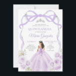 Lilac Lila Bow Princess Silver Crown Quinceañera Einladung<br><div class="desc">EDITABLE Lilac Lila Bow Prinzessin Silver Crown Quinceañera Einladung Elegant Lilac Lila BlumenPrinzessinnen Kostüme Quinceañera Girl Geburtstag Einladung Silver Crown Mis Quince Anos,  15. Geburtstagsparty</div>