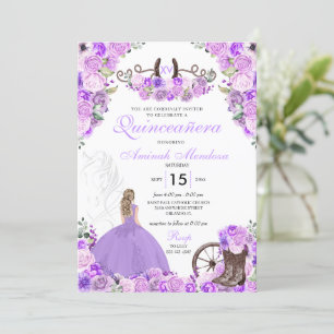 Lilac Lila Charra Floral Boots Quinceañera Einladung