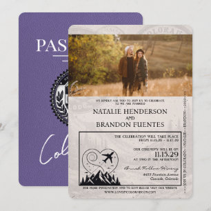 Lilac Lila Colorado Passport Wedding Einladung