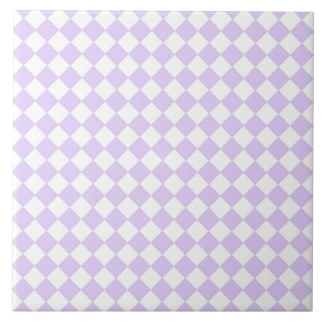 Lilac Lila Diamond Checked Patterns Fliese (Vorderseite)