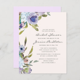 Lilac Lila Dusty Blue Floral Brautparty Einladung