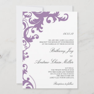 Lilac Lila Elegant Damask Einladung