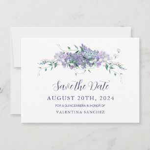 Lilac Lila Floral Quinceanera Save The Date