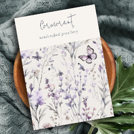 Lilac Lila Floral Script 2 Earring Stud Holder Visitenkarte