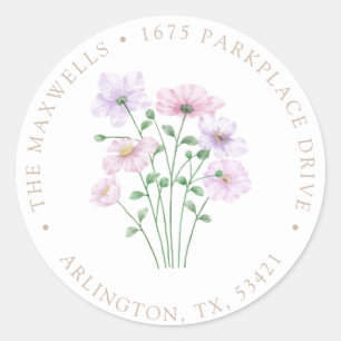 Lilac Lila Floral Wildblume Rücksendeadresse Runder Aufkleber