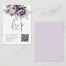 Lilac Lila Florals QR Code Wedding RSVP Card