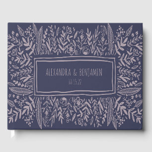 Lilac Lila Garden Floral Art Border Name Wedding Gästebuch
