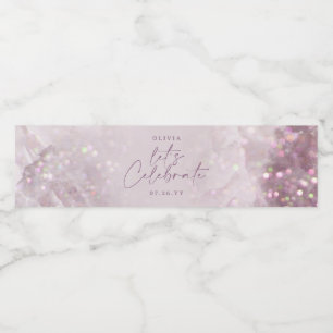 Lilac lila Glitzer elegante Geburtstagsparty Mädch Wasserflaschenetikett