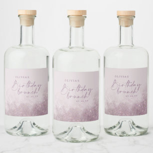 Lilac lila Glitzer Eleganter Geburtstagsbrunch-Chi Alkoholflaschenetikett