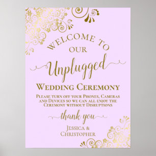 Lilac Lila & Gold Unplugged Wedding Zeremonie Poster