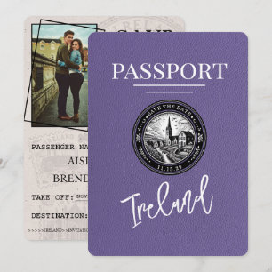 Lilac Lila Ireland Passport Save the Date
