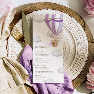 Lilac Lila können wir frühes Abwarten Baby Dusche  Menükarte