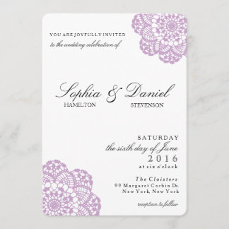 Lilac Lila Lace Doily Wedding Einladung