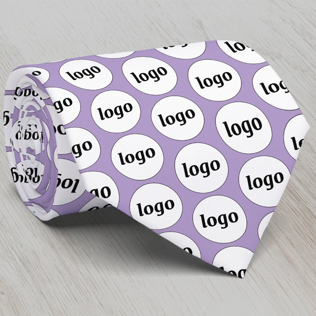 Lilac-Lila Logo-Geschäftsmodell Krawatte (Simple logo pattern business promotional pastel lilac purple neck tie)
