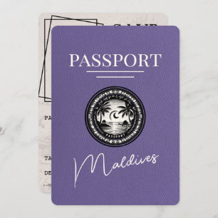 Lilac Lila Maldives Passport Save the Date