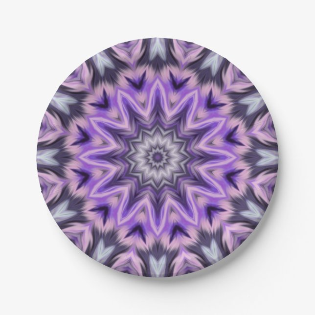 Lilac lila Mandala Pappteller (Vorderseite)