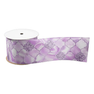 Lilac Lila marokkanisches Quatrefolienmuster Satinband