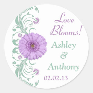 Lilac Lila Minze Floral Wedding Stickers