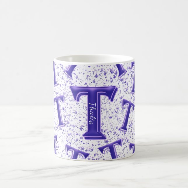 Lilac Lila Modern Monogram Personalisiert Name Fun Kaffeetasse (Mittel)