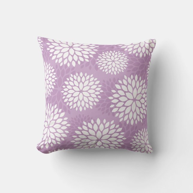 Lilac Lila Moderne Blume Kissen (Vorderseite)