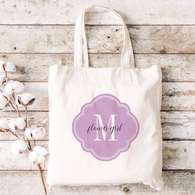 Lilac Lila Monogram Flower Girl Tote Bag Tragetasche (Von Creator hochgeladen)