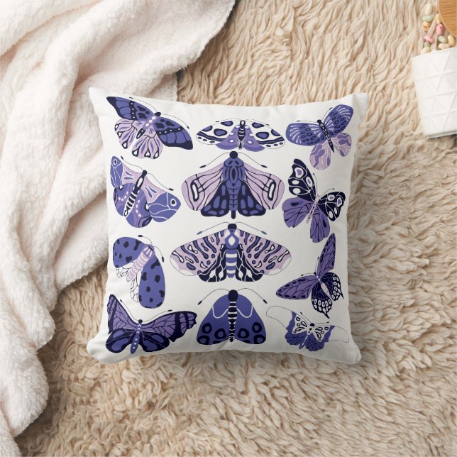 Lilac Lila Moth und Butterfly Kissen (Decke)
