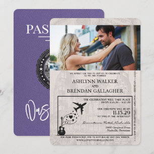 Lilac Lila Nashville Passport Wedding Einladung