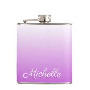 Lilac lila ombre personalisiert name flachmann