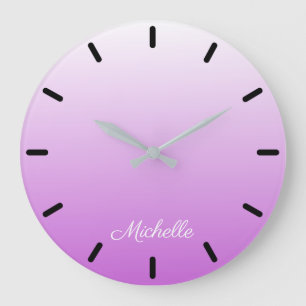 Lilac lila ombre personalisiert name große wanduhr