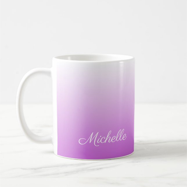 Lilac lila ombre personalisiert name kaffeetasse (Links)