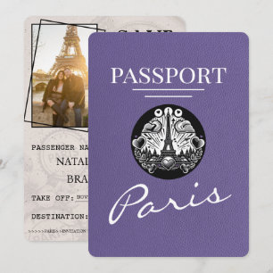 Lilac Lila Paris Passport Save the Date