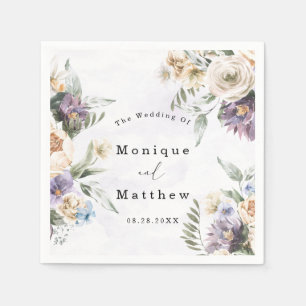 Lilac Lila Peony Wildblumen Bouquet Wedding Serviette