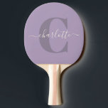 Lilac Lila Personalisiert Script Monogram Name Tischtennis Schläger<br><div class="desc">Flieder | Personalisiert Script Monogram Name Ping Pong Paddle Paddle</div>